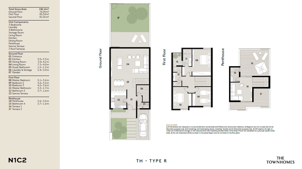 Town Middle in Al Burouj 243sqm F.F